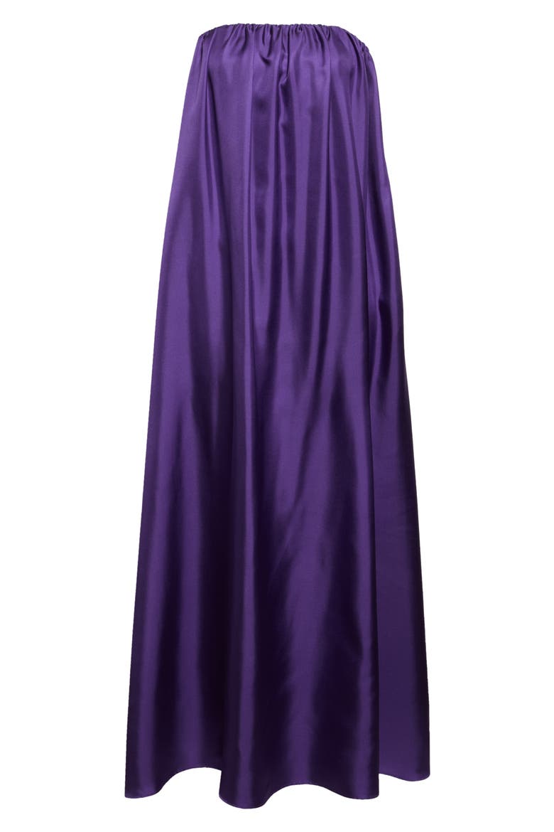Edda Strapless Silk Twill Dress, Alternate, color, PURPLE