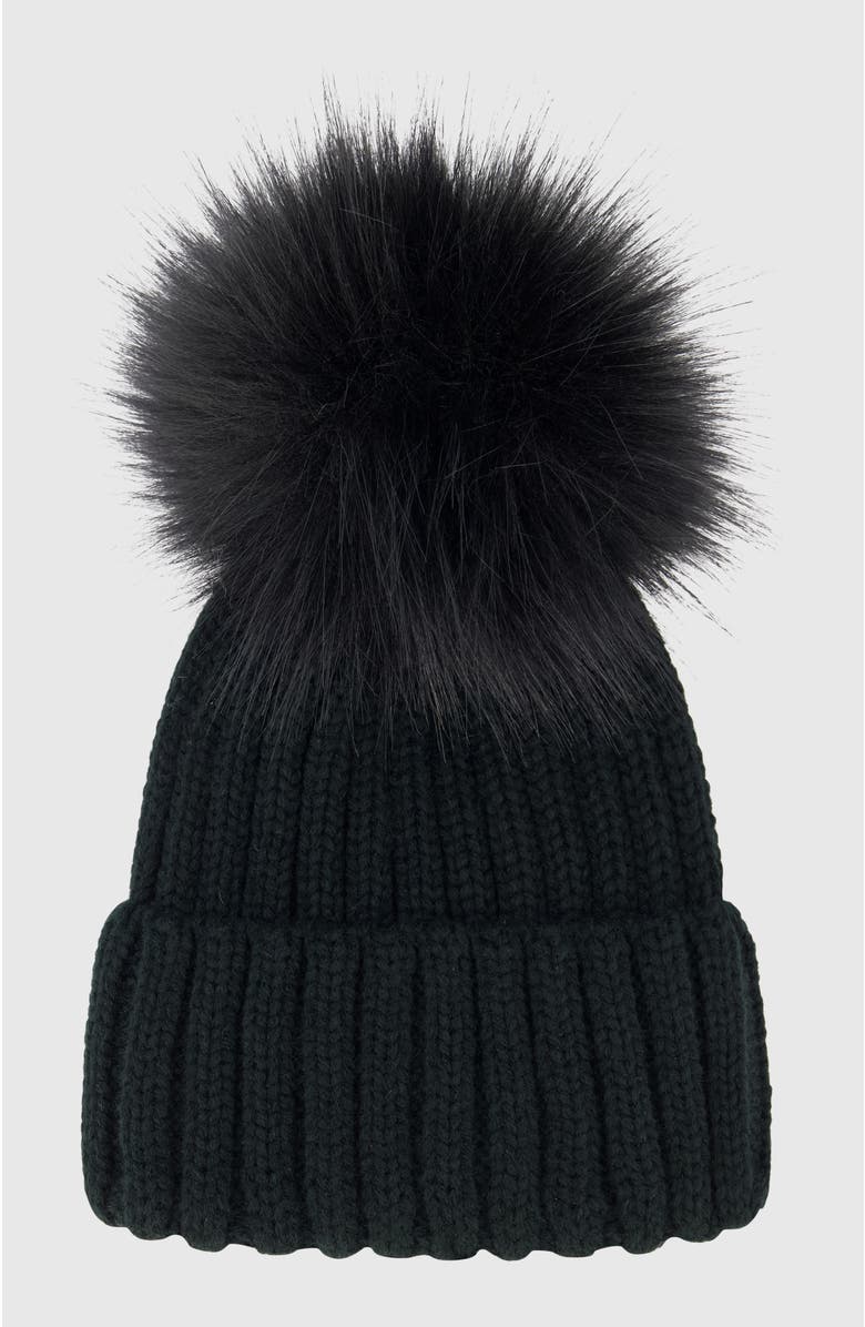 Lyla Grant Beanie Hat With Fur-Free Fox (Faux Fur) Pompom, Alternate, color,
