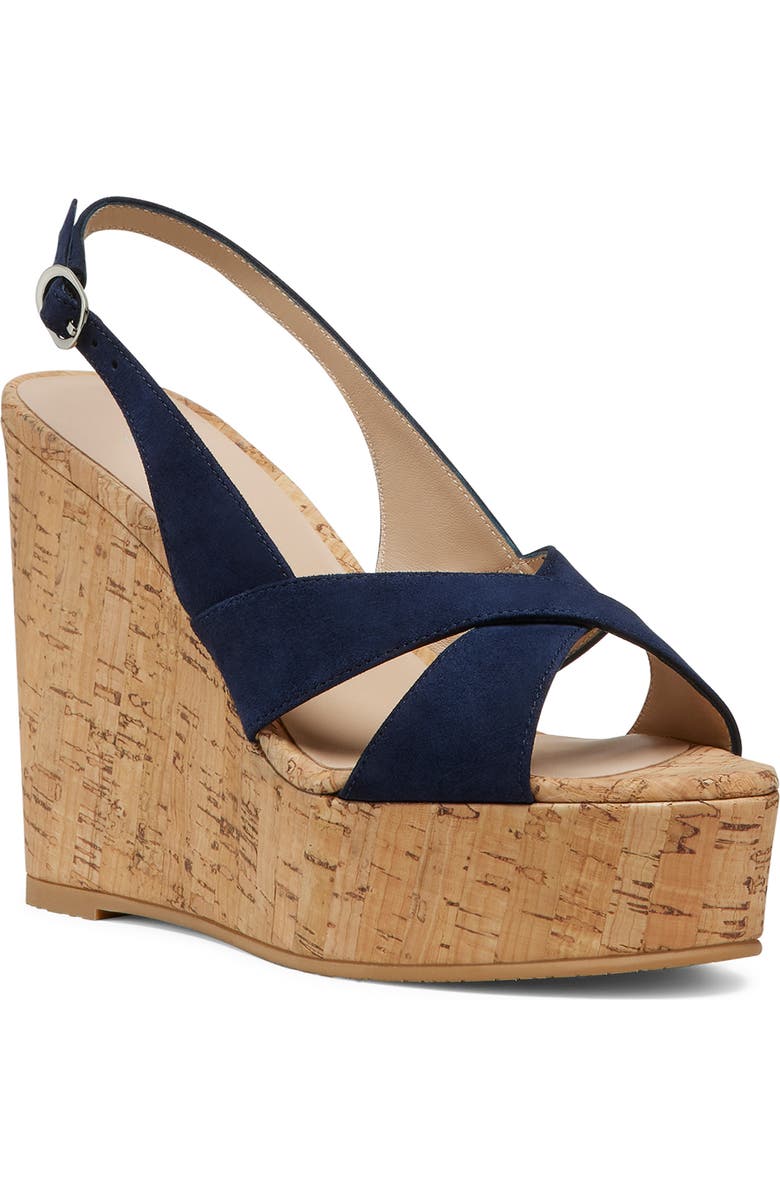 Stuart Weitzman Dayna Slingback Platform Wedge Sandal, Main, color, Nice Blue