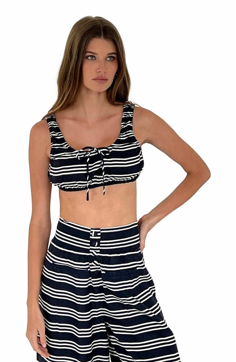 WeWoreWhat Scrunchie Crop Top, Alternate, color, Dk Navy/Offwh