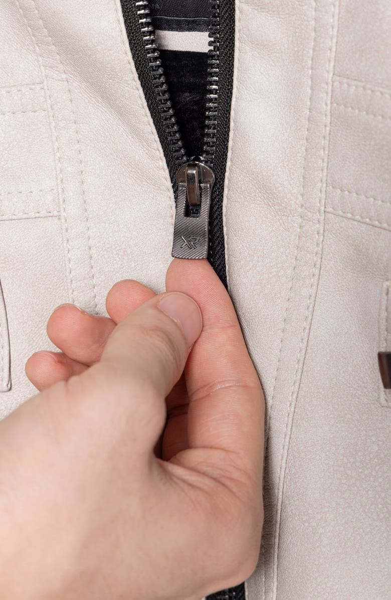 XRAY Kids' Hooded Faux Leather Moto Jacket, Alternate, color, Stone