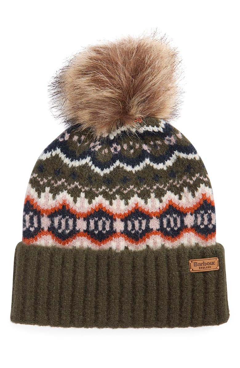 Barbour Helen Fair Isle Beanie, Alternate, color, Olive