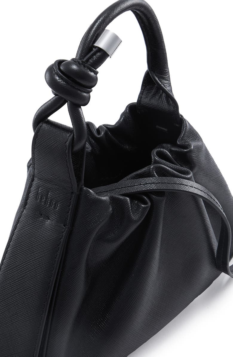 behno Mini Tina Ruched Metallic Leather Baguette Top Handle Bag, Alternate, color,