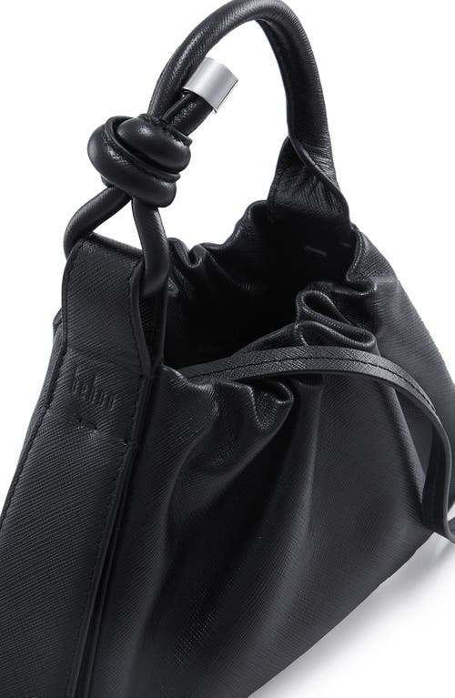 Shop Behno Mini Tina Ruched Metallic Leather Baguette Top Handle Bag