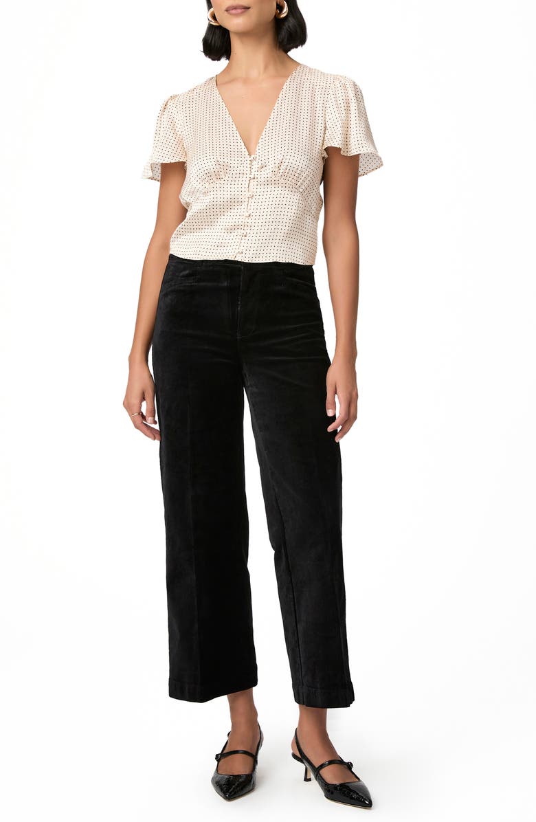PAIGE Anessa High Waist Ankle Wide Leg Velvet Pants, Alternate, color, Black Overdye