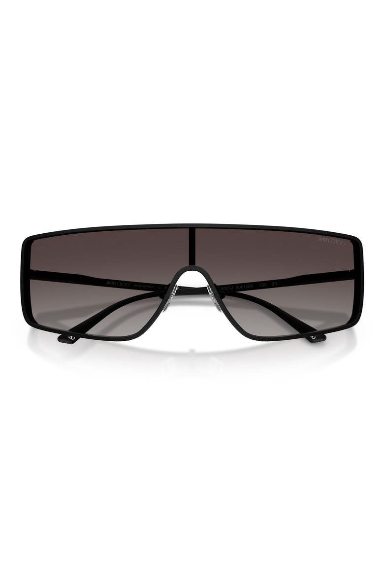 140mm Gradient Rectangular Shield Sunglasses, Alternate, color, MATTE BLACK / GREY GRADIENT