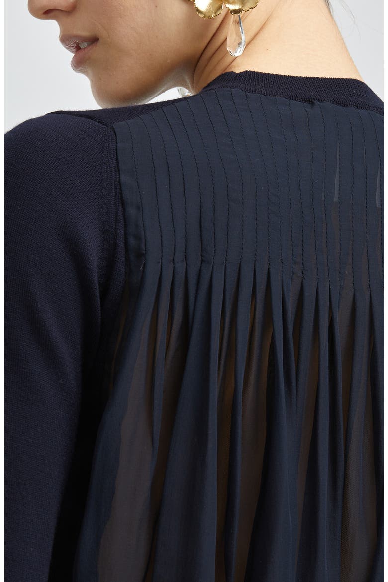 Chiffon Back Wool Sweater, Alternate, color, NAVY