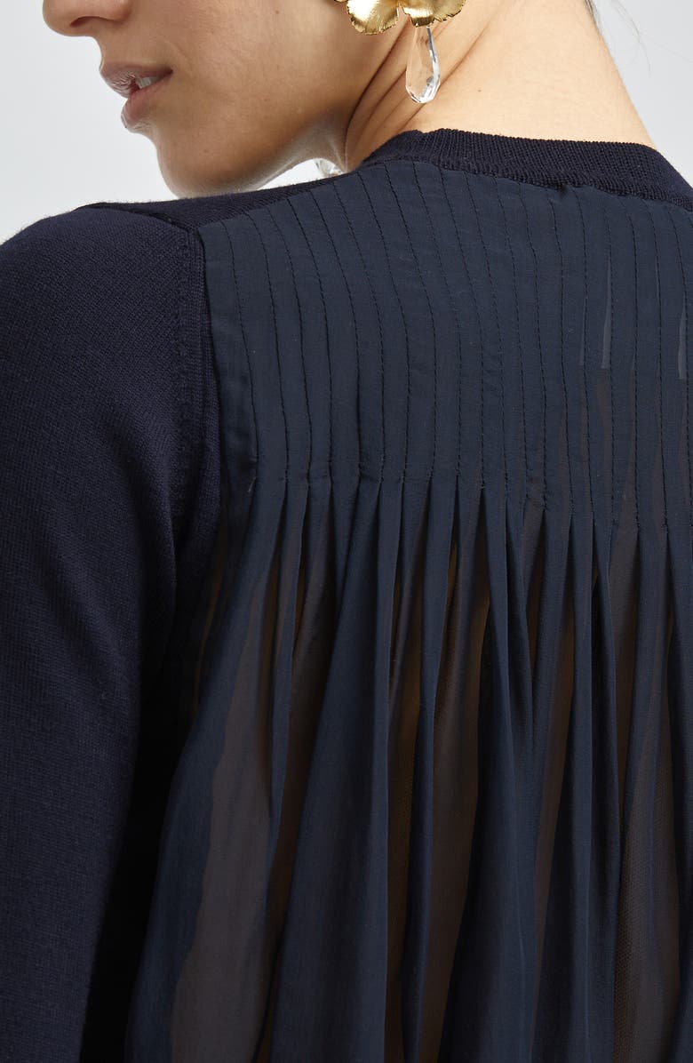 Oscar de la Renta Chiffon Back Wool Sweater, Alternate, color, 