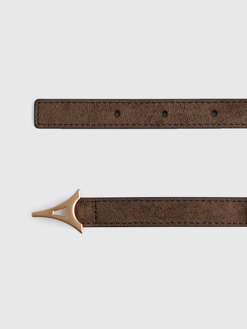 Leonie Slim Suede Belt With Gold Hardware