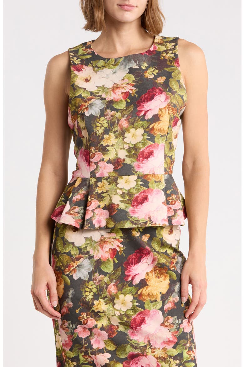Sleeveless Peplum Top, Main, color, FALL FLORAL PRINT