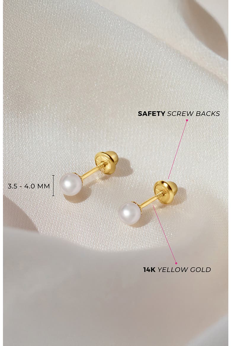 14k Classic Cultured Pearl Earrings, Alternate, color, White