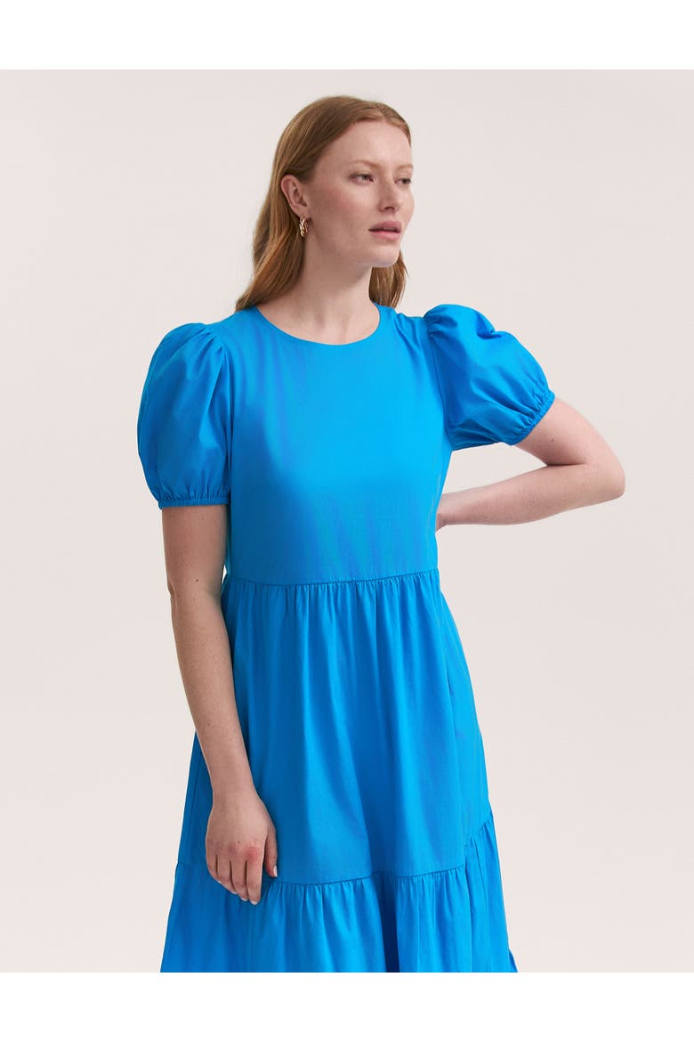 Genevive Cotton Midi Tiered Dress, Alternate, color, Blue
