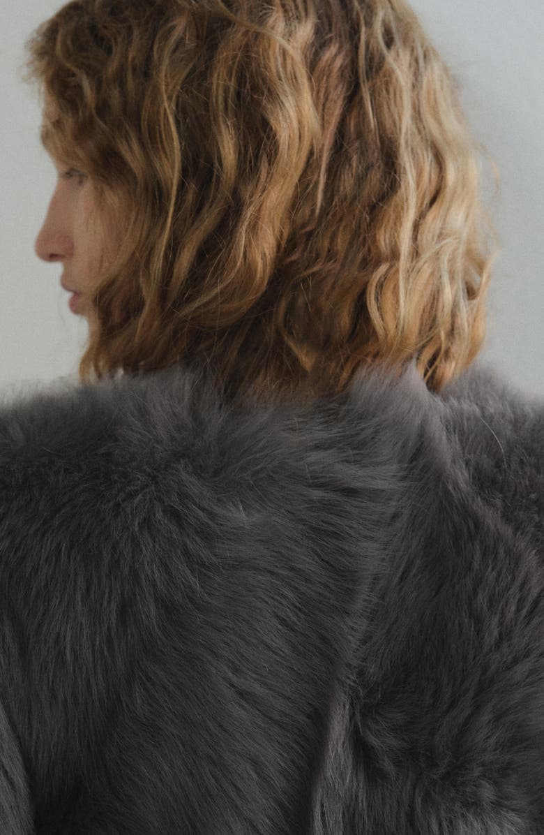 MANGO Reversible Leather & Genuine Shearling Coat, Alternate, color,