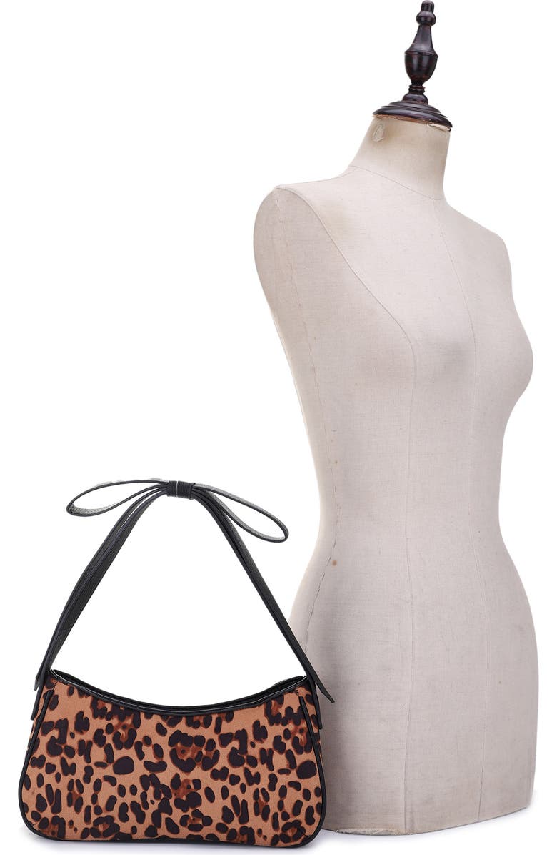 Mali + Lili Marissa Bow Leopard Recycled Vegan Leather Shoulder Bag, Alternate, color,