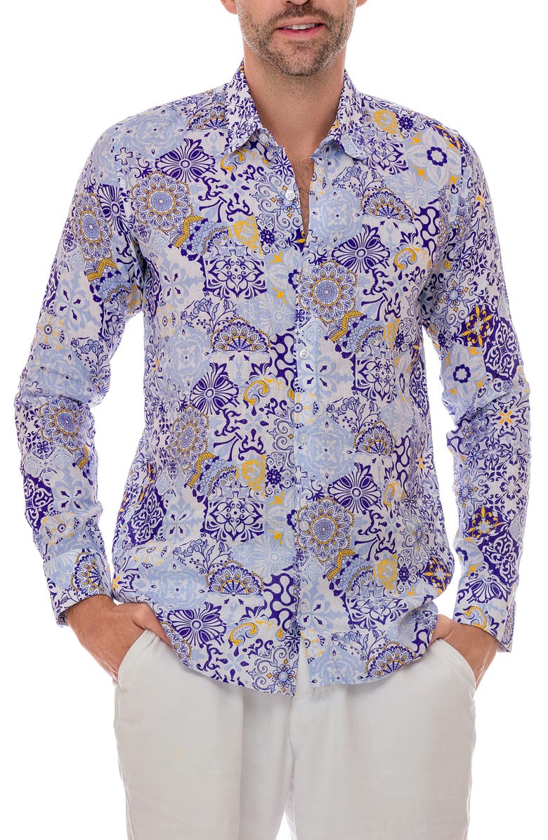 RANEES Turkish Linen Button-Up Shirt, Main, color, 