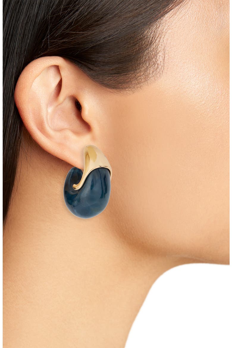 Set of 2 Chunky Resin Hoop Earrings, Alternate, color, WHITE-BLUE