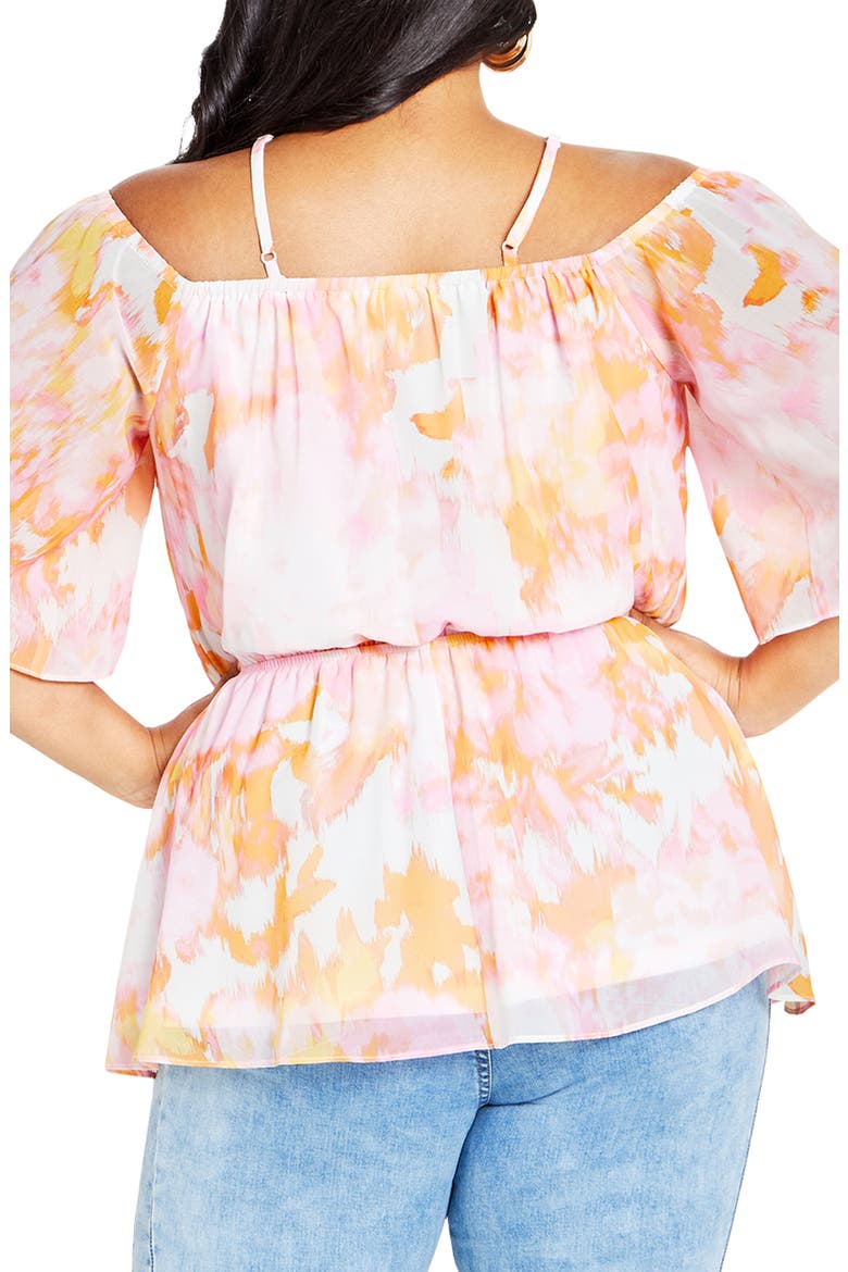 Sunset Belted Top, Alternate, color, YELLOW/ PINK PRINT