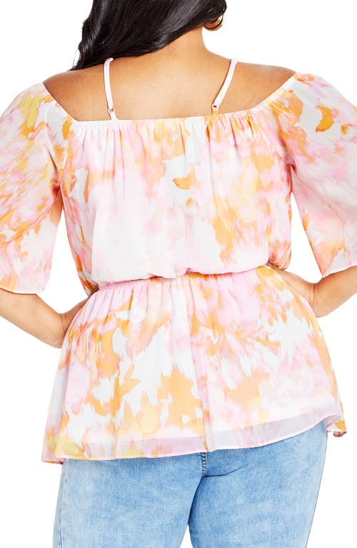 City Chic Sunset Belted Top In Multi