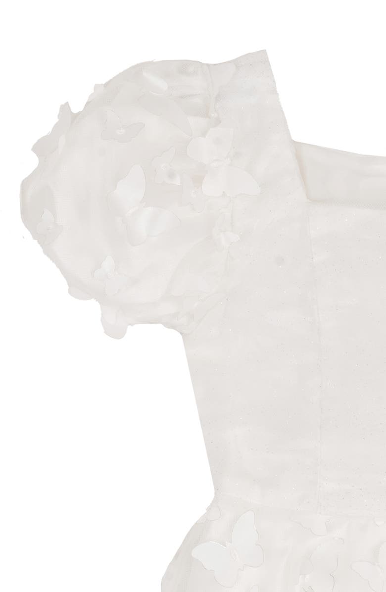 Rare Editions Kids' Ruched Bodice 3D Butterfly Party Dress, Alternate, color, White