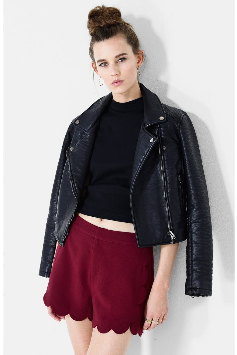 Faux Leather Jacket with Removable Faux Fur, Alternate, color, BLACK