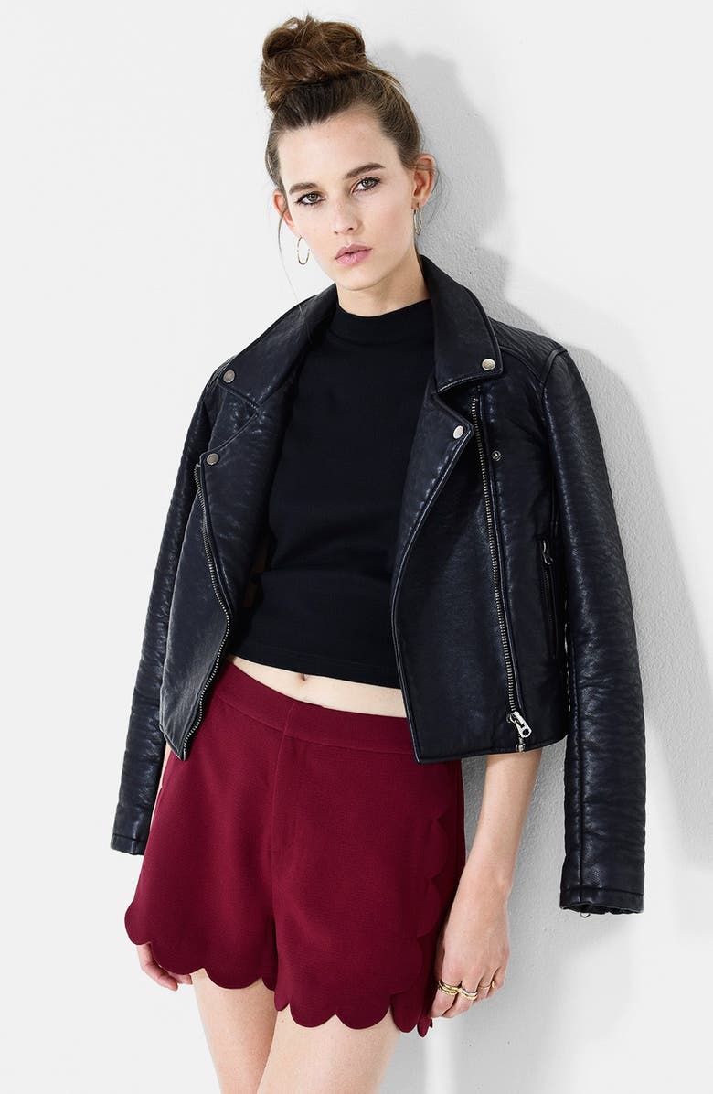 Topshop Faux Leather Jacket with Removable Faux Fur, Alternate, color,
