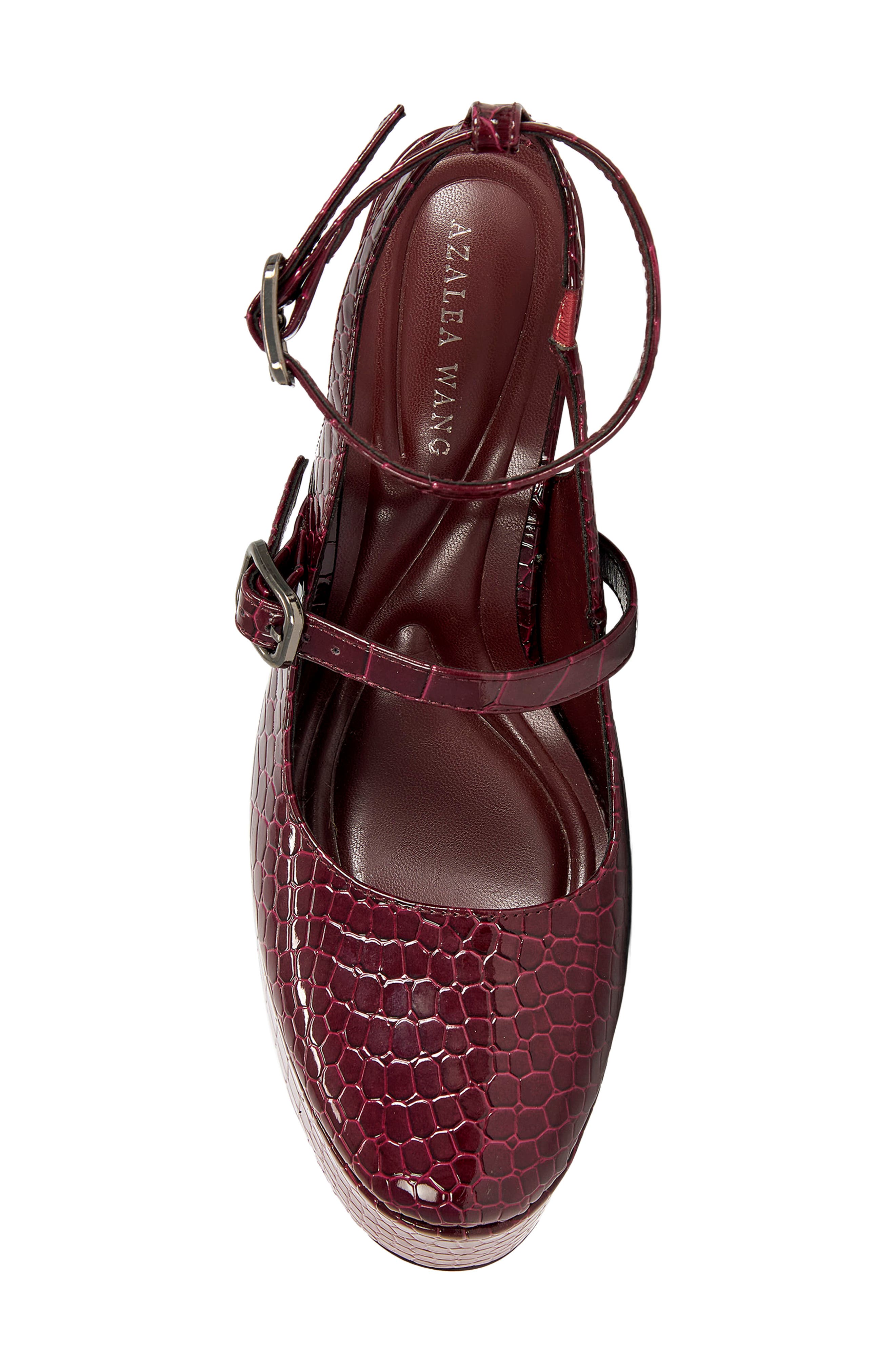 Felicia Croc Embossed Platform Mary Jane Pump, Alternate, color, BURGUNDY
