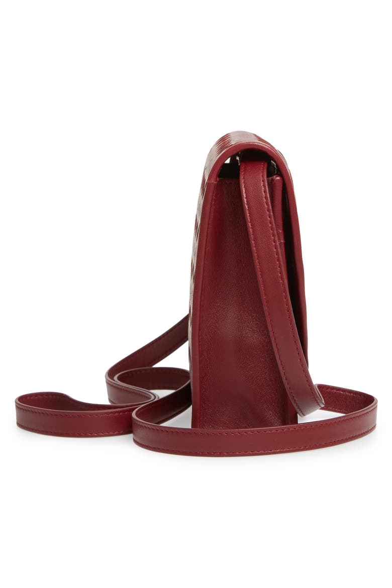 Intrecciato Leather Wallet on a Strap, Alternate, color, BORDEAUX