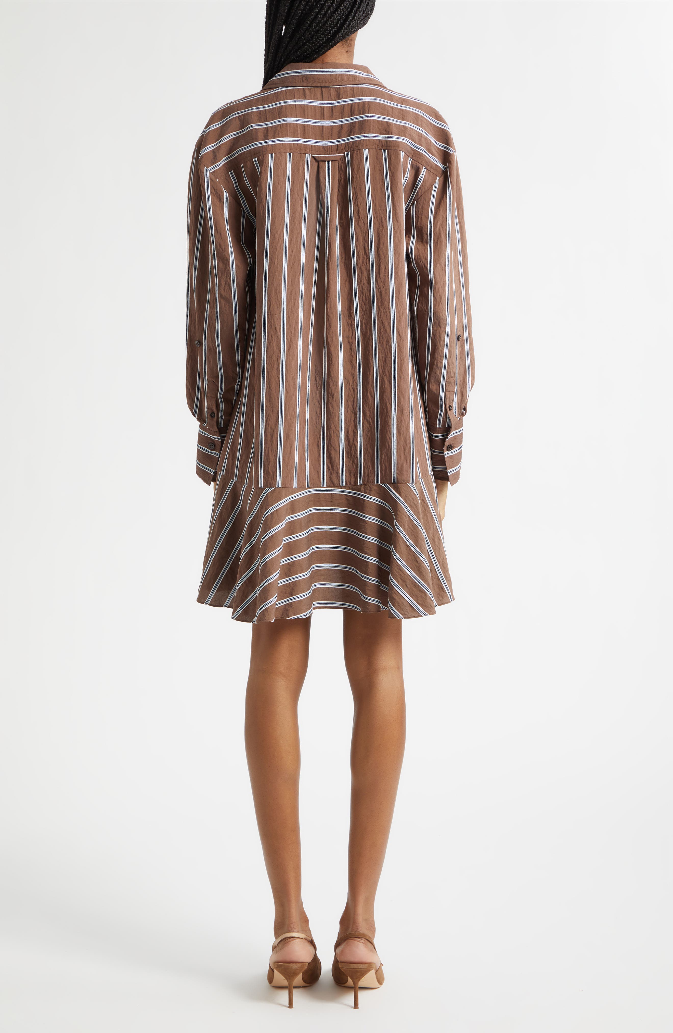 brown long sleeve shirt dress Mocha Brown Ruched Button Front Mini Shirt Dress