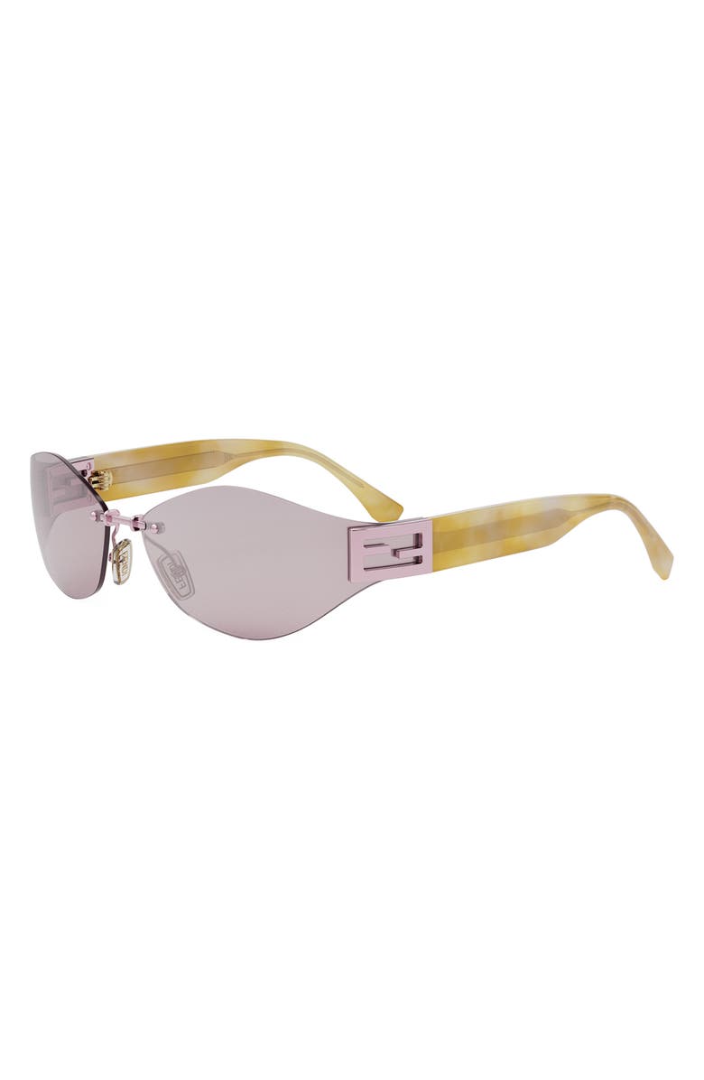 Fendi Baguette 74mm Oversize Geometric Sunglasses, Alternate, color, Pink / Other / Violet
