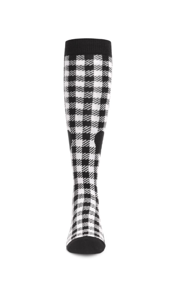 MeMoi Gingham Heart Knee High Sock, Alternate, color, Black