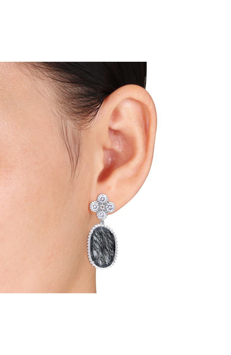 Julianna B. Black Rutile & Created White Sapphire Dangle Earrings, Alternate, color, Black Rutile