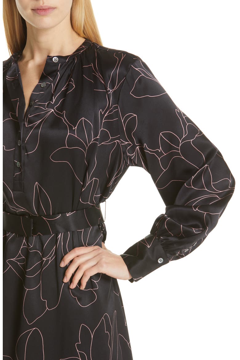 Alowette Silk Shirtdress, Alternate, color, TRUE BLACK FLMNT ROSE