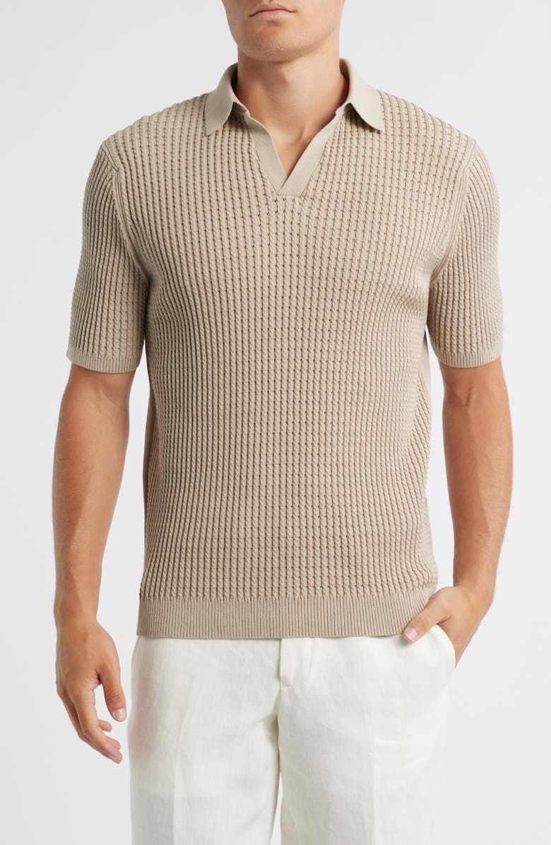 Reiss Merit Cotton Blend Polo, Main, color, Light Camel Brown