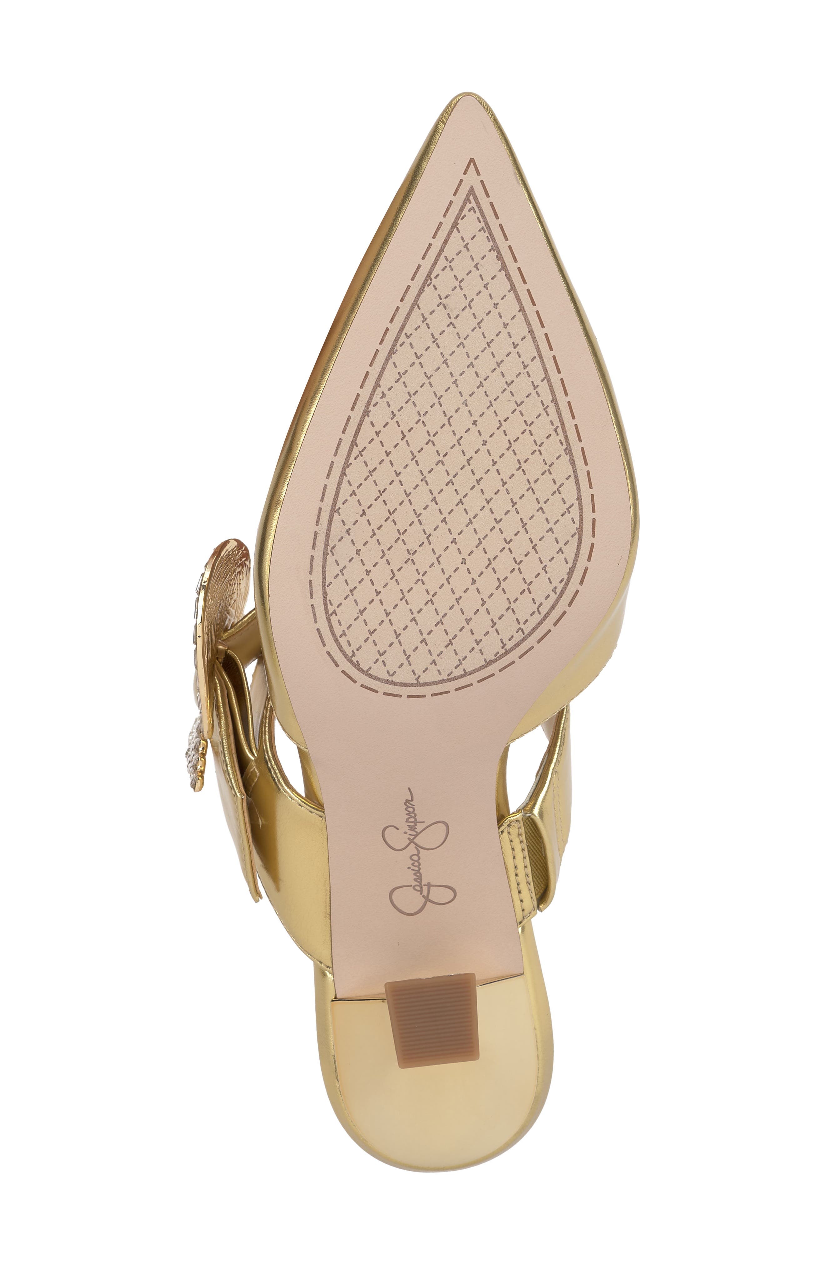 Favica Embellished Satin Slide Mule, Alternate, color, GOLD