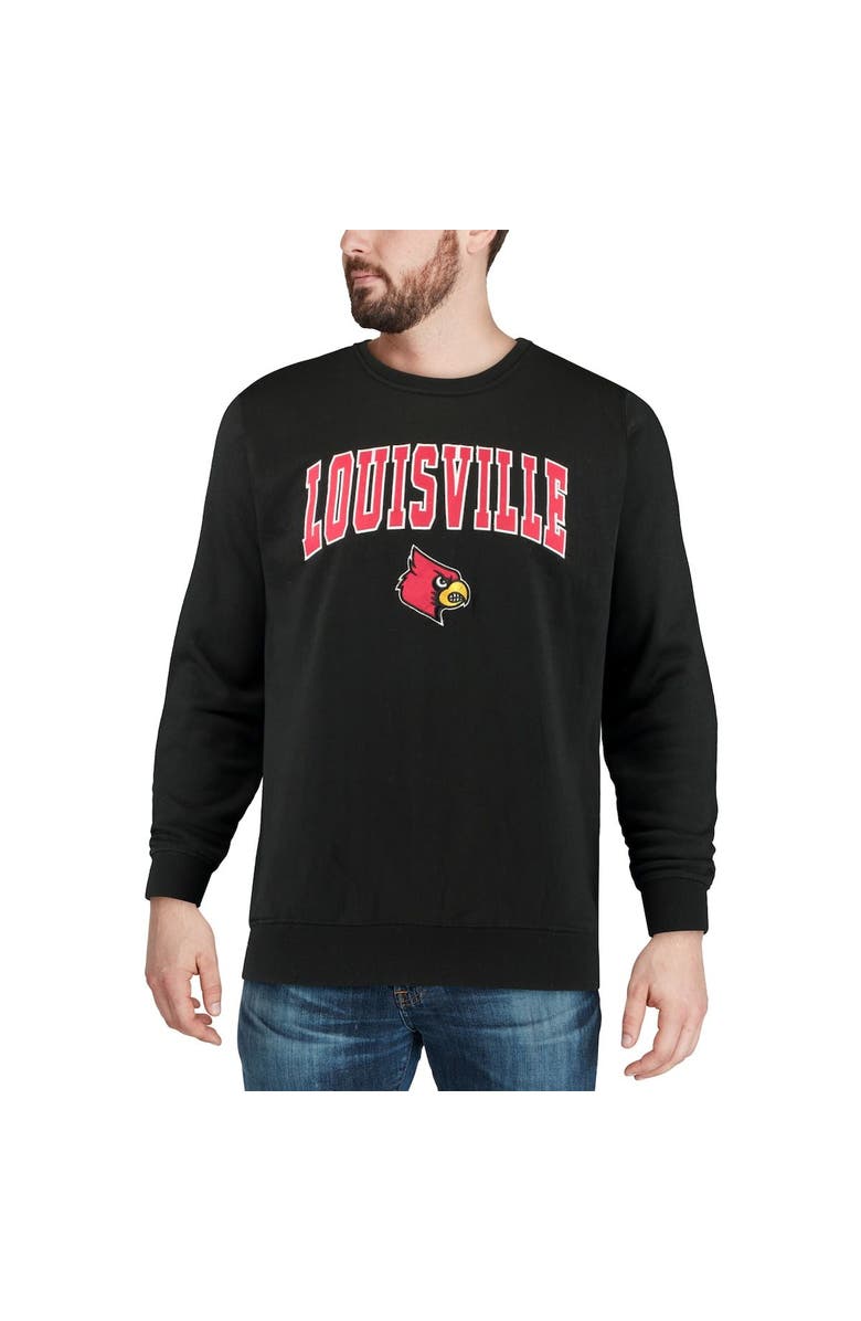 COLOSSEUM Men's Colosseum Black Louisville Cardinals Arch & Logo Crew Neck Sweatshirt, Alternate, color, Black