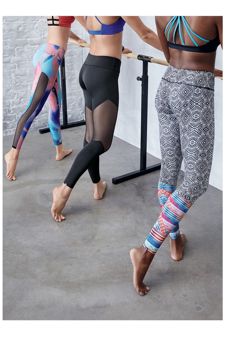 'Tuxedo' Leggings, Alternate, color, BLACK MAGIC/ MESH