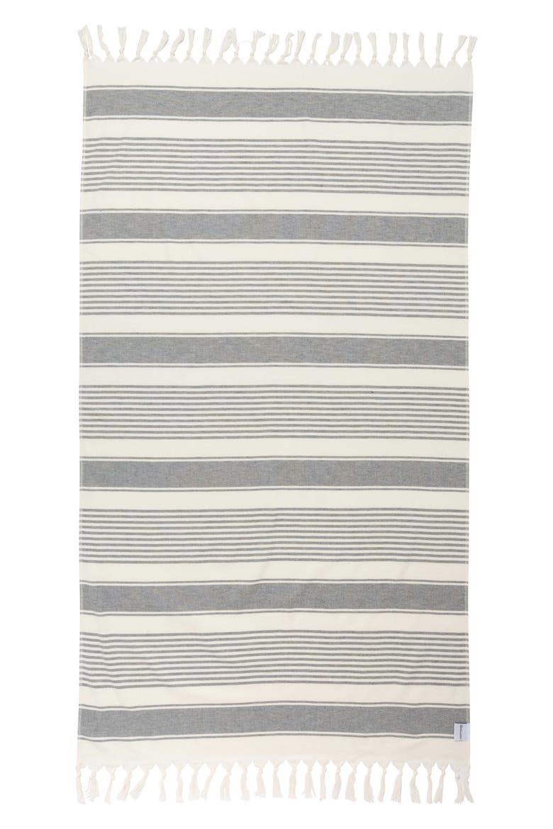 Sauna Stripe Organic Terry Cloth Lined Turkish Towel, Main, color, Dark Grey