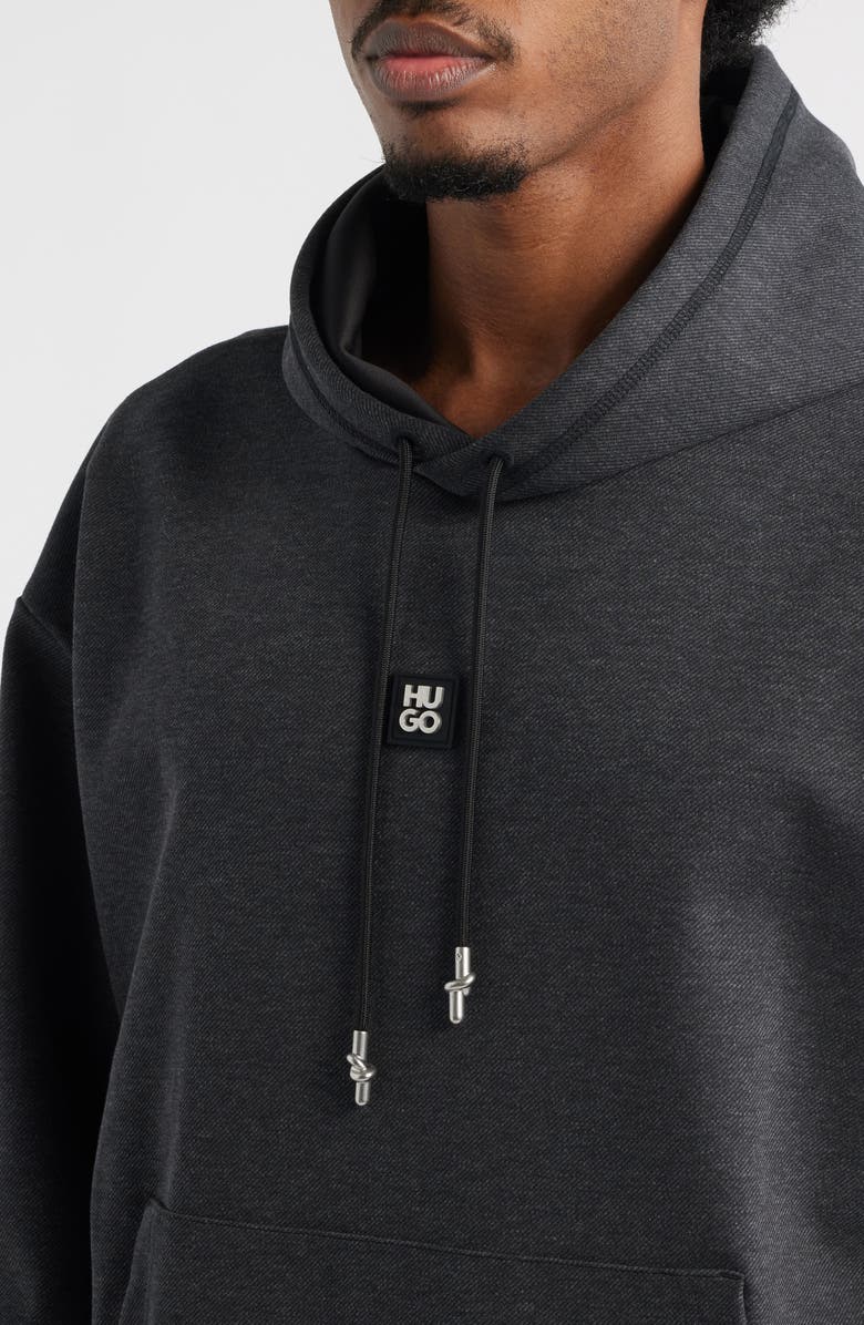 HUGO Dineo Logo Patch Hoodie, Alternate, color, Med Grey