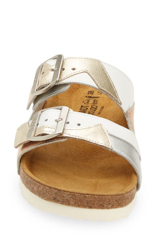 Naot San Diego Slide Sandal In White/gold/silver