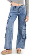 Wash Lab Denim High Waist Straight Leg Cargo Jeans
