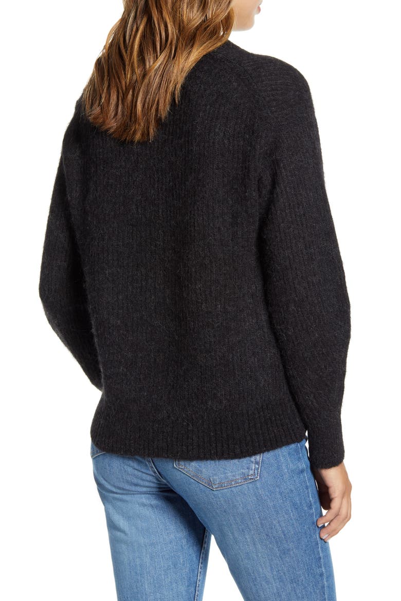 The Oversize Alpaca Blend Crewneck Sweater, Alternate, color, HEATHER BLACK