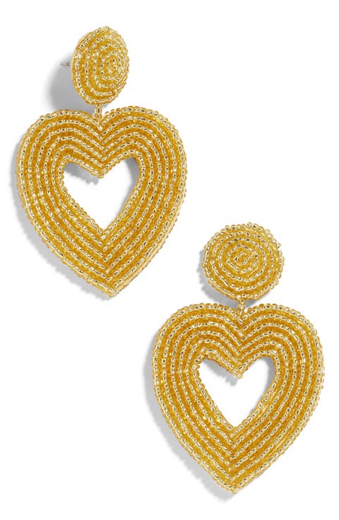 Vionnet Beaded Heart Drop Earrings