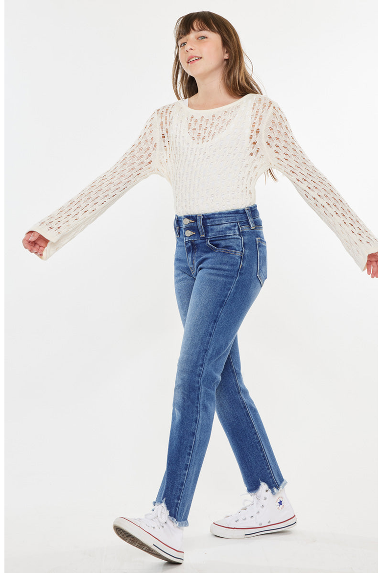 Auburn High Rise Kids Slim Straight Jeans, Alternate, color, Medium Wash