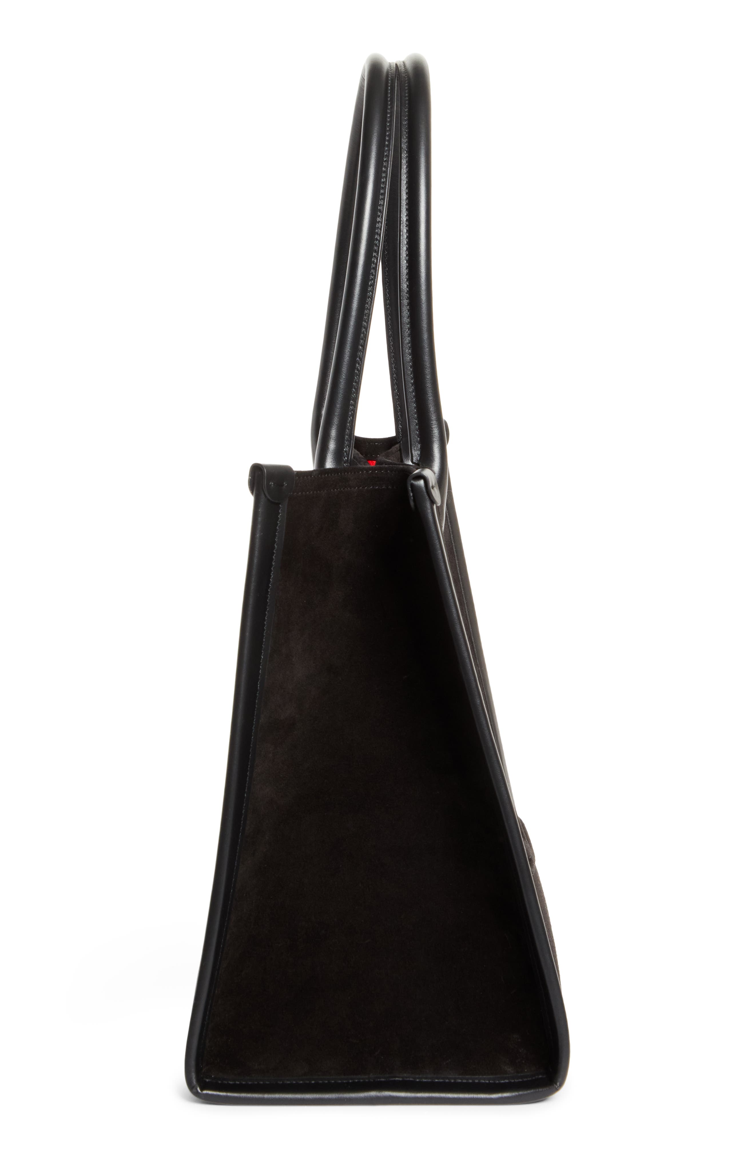Christian Louboutin Large By My Side Uomo Suede East/West Tote, Alternate, color, Black