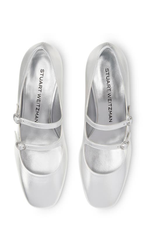 Stuart Weitzman Benni Metallic Mary Jane Pumps In Silver