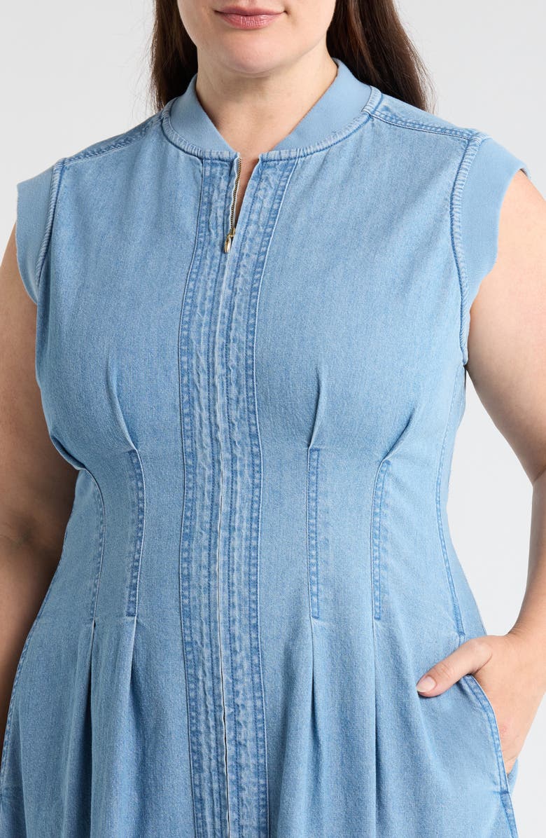 Wit & Wisdom Pintuck Denim Midi Dress, Alternate, color, Light Blue