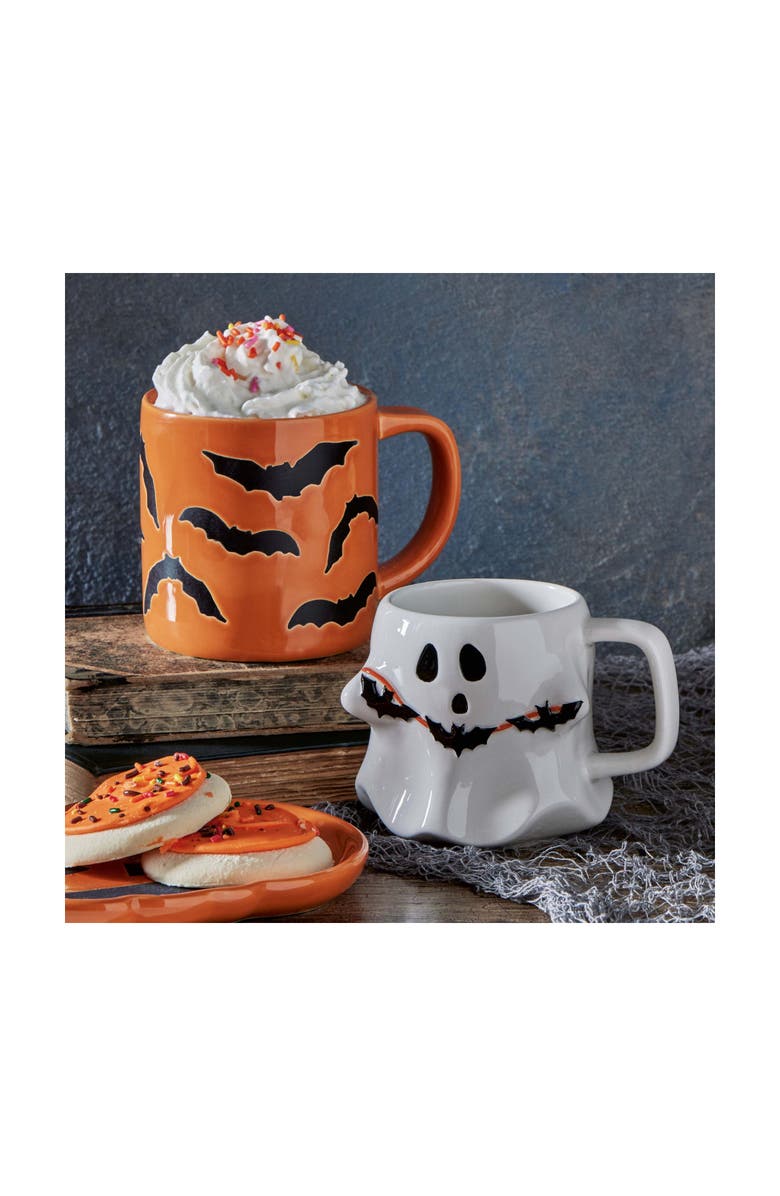 tag Halloween Black Bats Ceramic Mug Dishwasher Safe Orange, Alternate, color, Orange