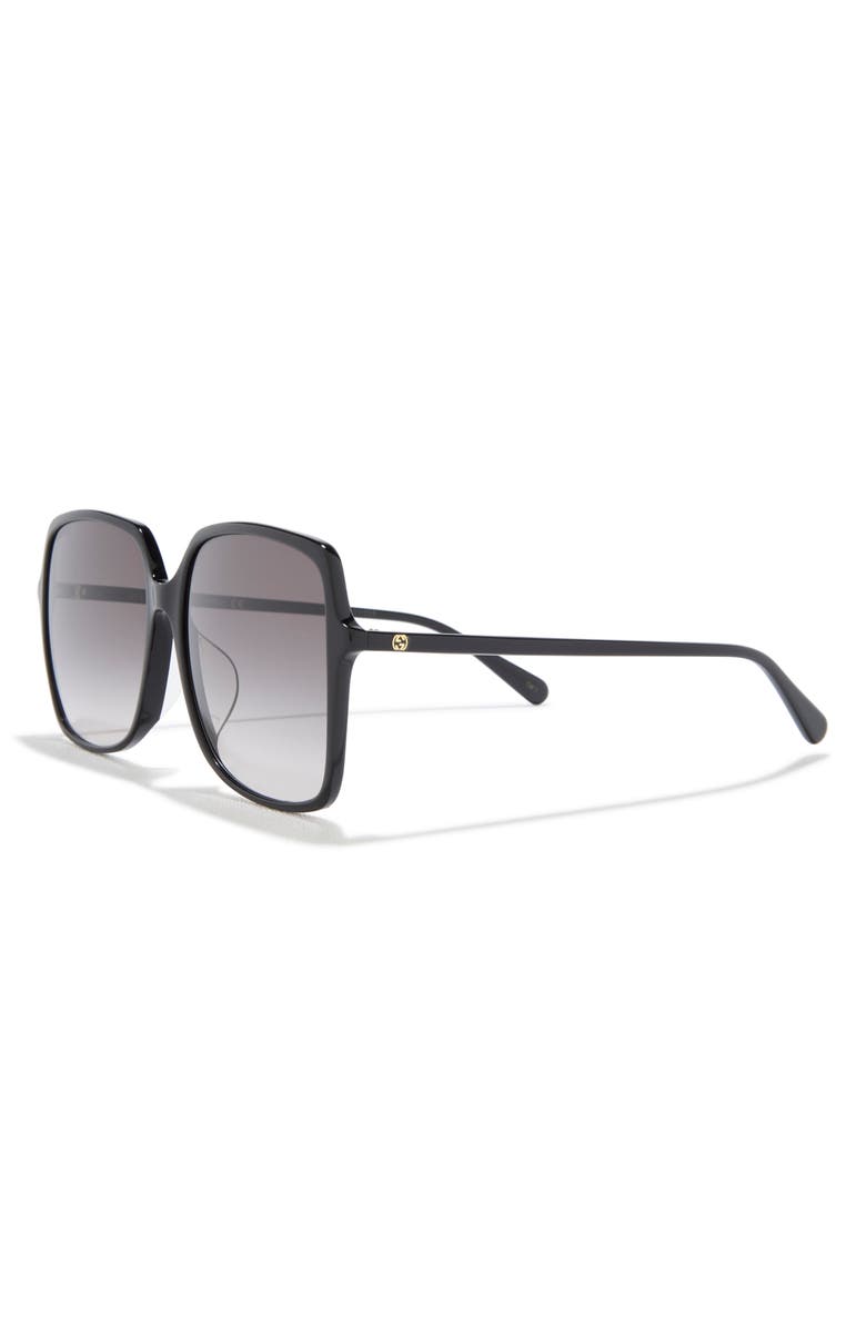 Gucci 58mm Oversize Square Sunglasses, Alternate, color, Black Black Grey
