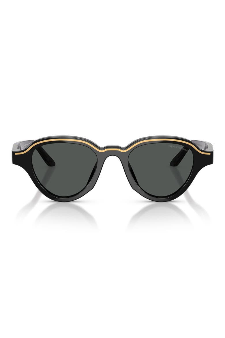 47mm Small Irregular Sunglasses, Main, color, SHINY BLACK / DARK GREY