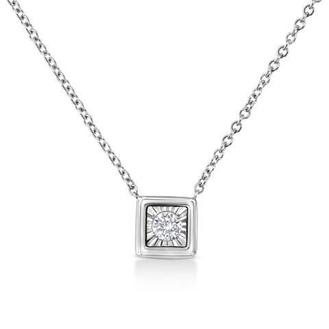 10K White Gold 1/10 ctw Miracle Set Round-Cut Diamond Mixed Shape